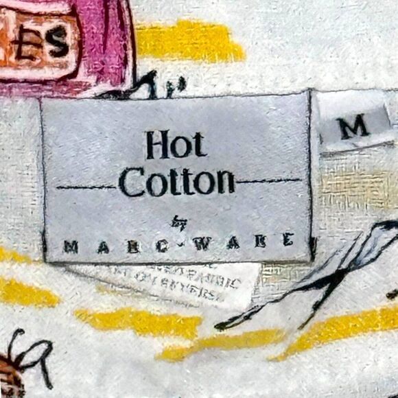 Hot Cotton by Marc Ware 100% Linen Shirt Beach Theme Boxy Size Medium Tropical - Picture 3 of 5